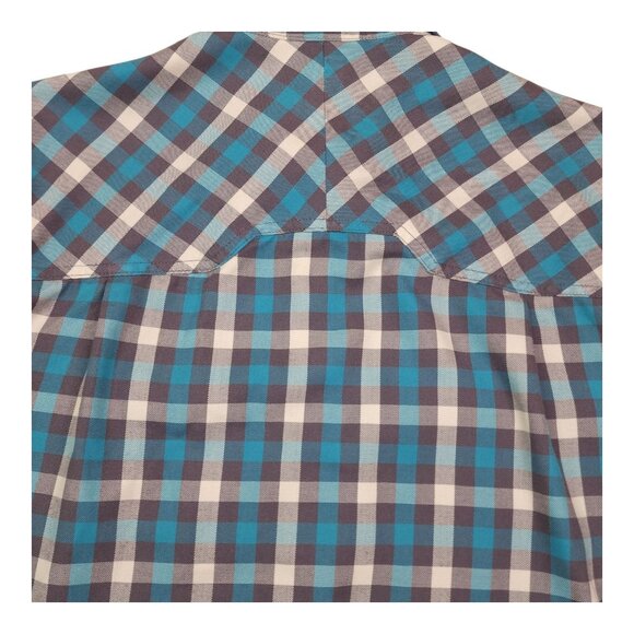 Woolrich Mens Long Sleeve ButtonUp Shirt Aqua Plaid Under Arm Gusset Sleeve Tabs - Picture 4 of 14